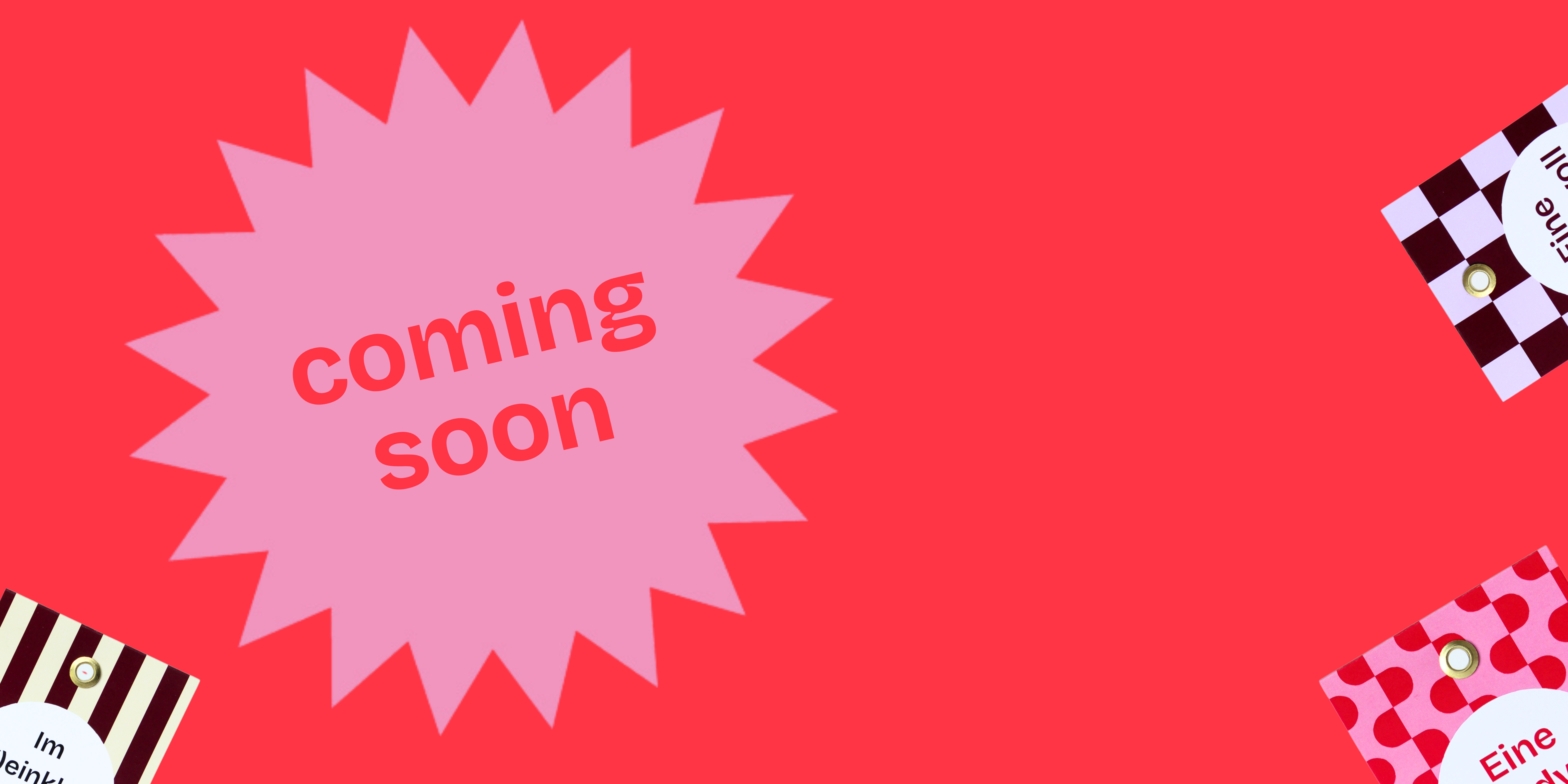 rosa stern mit coming soon auf rotem hintergrund